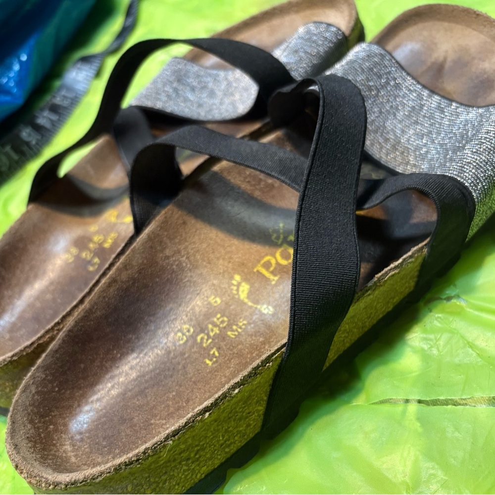 Birkenstock Papillio Cosma stretch sandals in black and silver 7 7.5 women’s - Picture 7 of 10